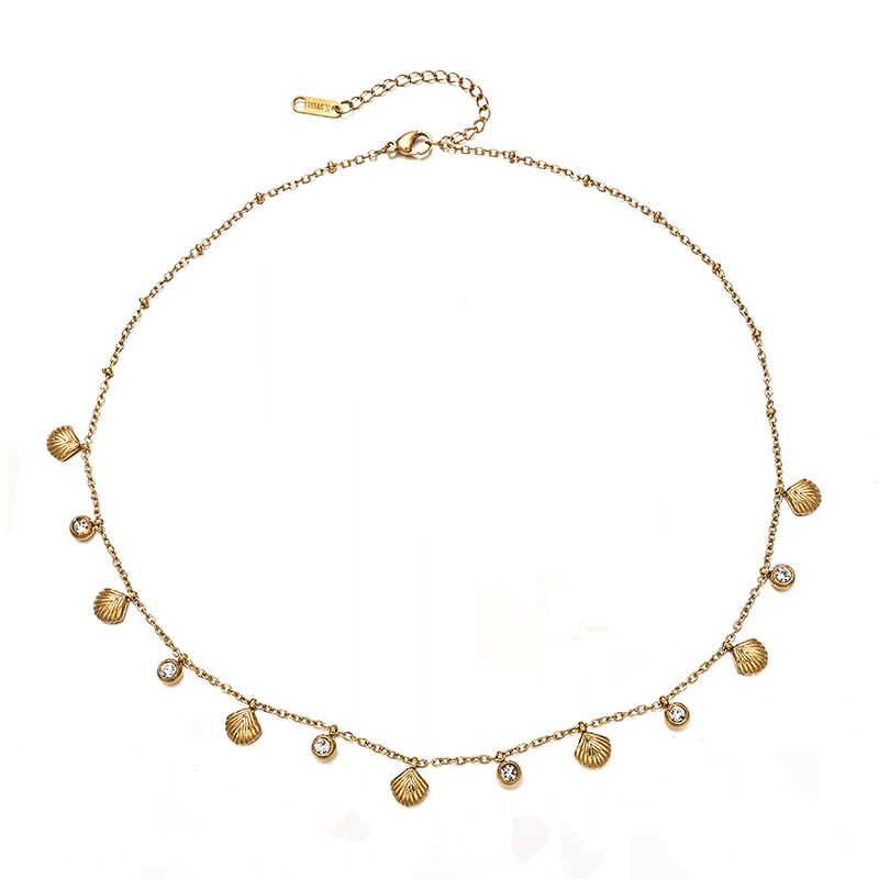 TENA al por mayor Europa y los Estados Unidos de moda transfronteriza 18k oro nicho de diseño colgante conchas de vacaciones ligero collar de lujo image 6
