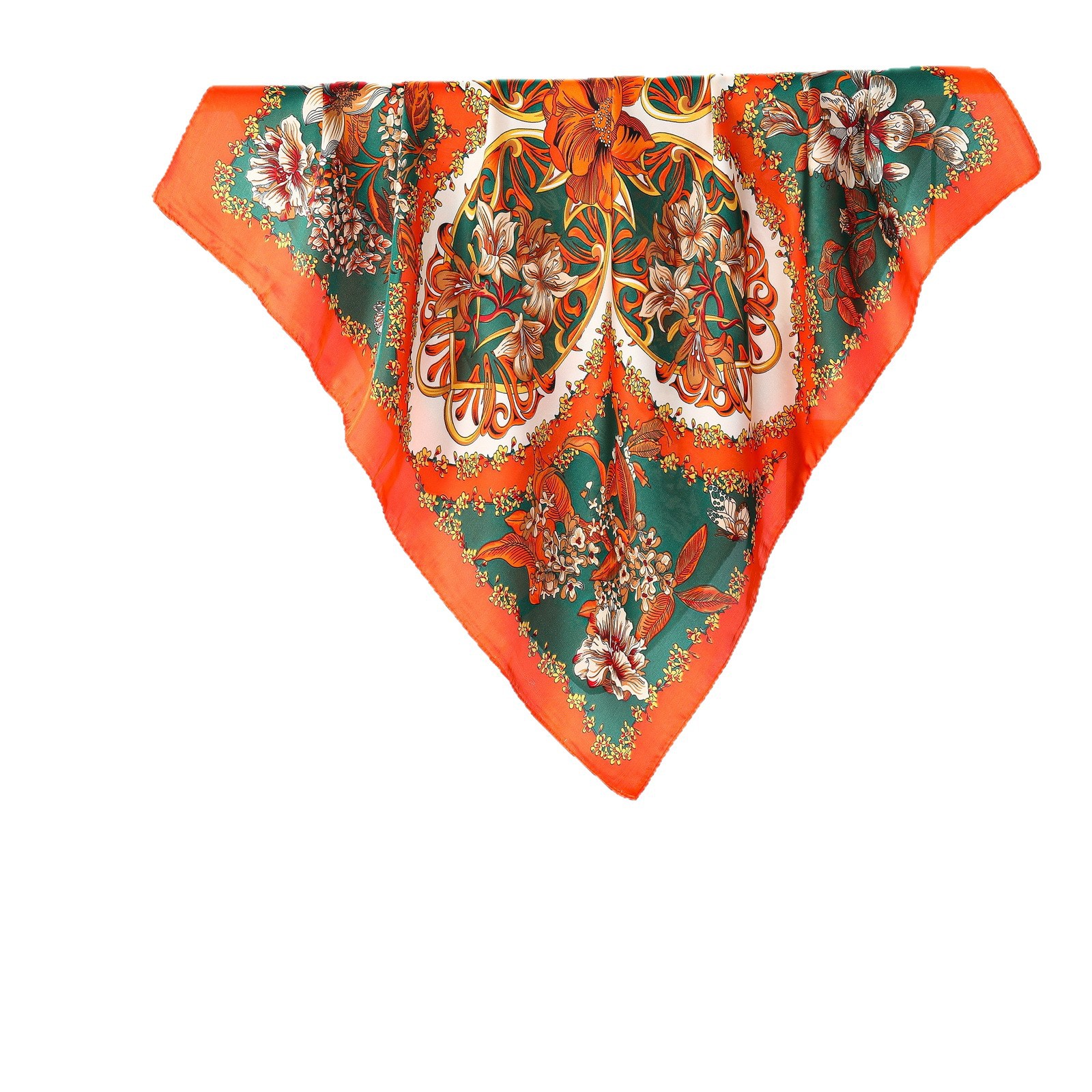 Foulard quadrato vintage da donna in similseta elegante floreale_voghion.com