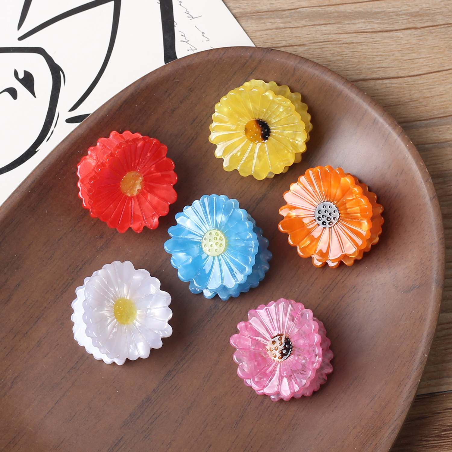 Nuevo acetato girasol pequeño clip de flequillo de margarita clip de tiburón girasol grande accesorios para el cabello de flores lindas image 3