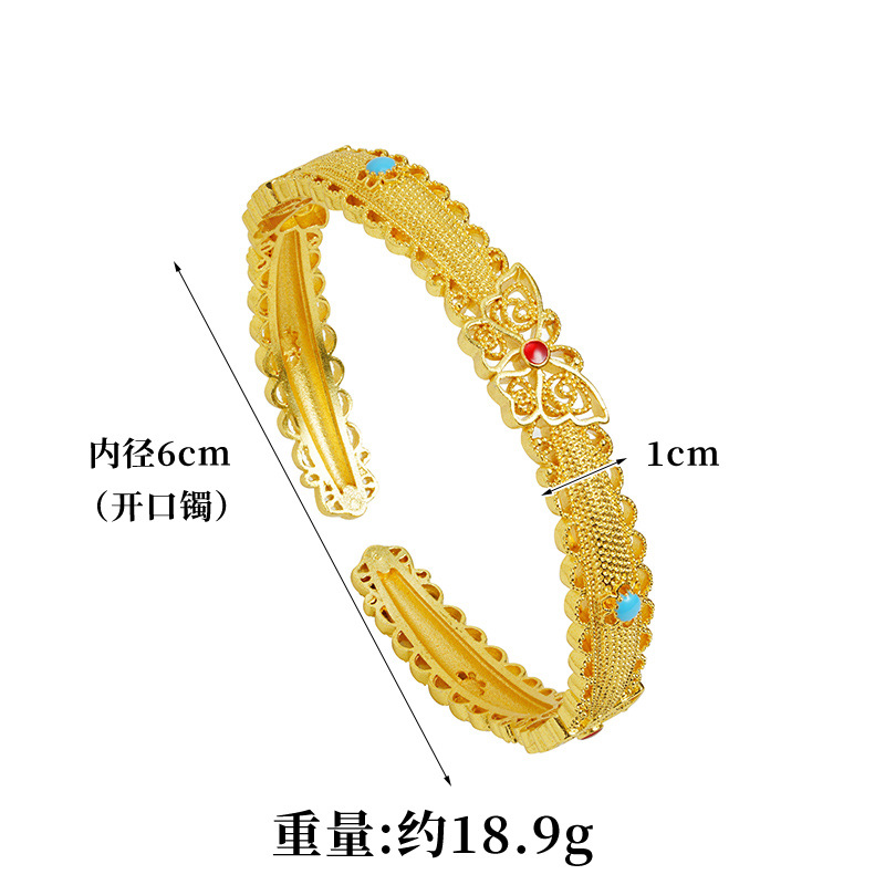 Explosiones vietnamitas arena oro pulsera retro goteo de aceite filamento mariposa pequeña brazalete abierta para mujeres joyas de corte al por mayor