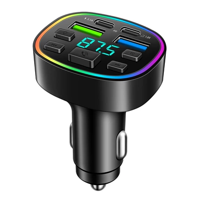 Car Mp3 Player Car Bluetooth Player Fm Transmitter Car Dual USB Cigarette Lighter Qc3.0 Car Charger (Mobil şarj cihazları) - 31a-square-bluetooth-car-charger-with-packaging