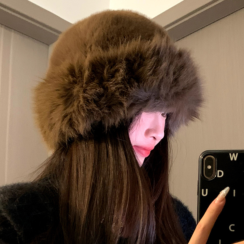 Yy25 imitation mink velvet full wool mongolian hat-brown