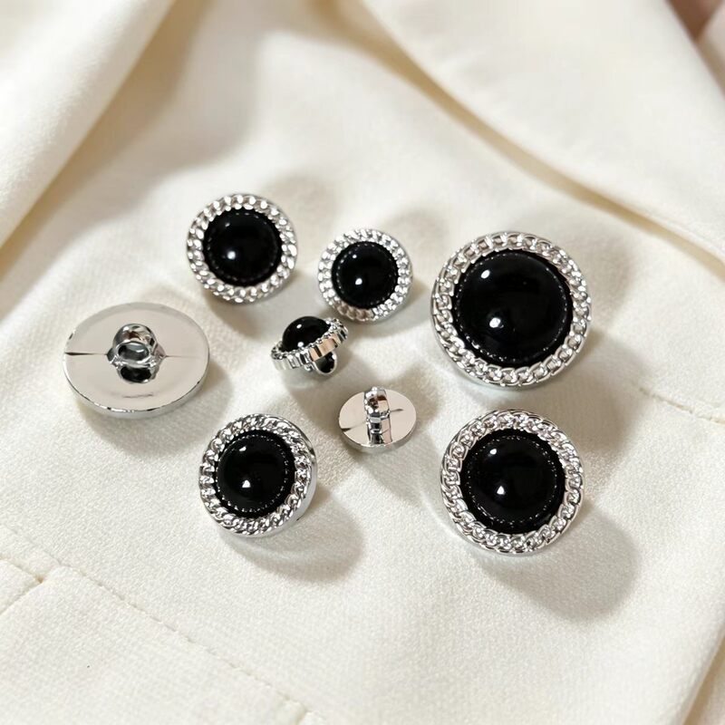 Silver Braided Lace Pearl Plastic Versatile Classic Coat Windbreaker Shirt Button Sweater Cardigan Decorative Button
