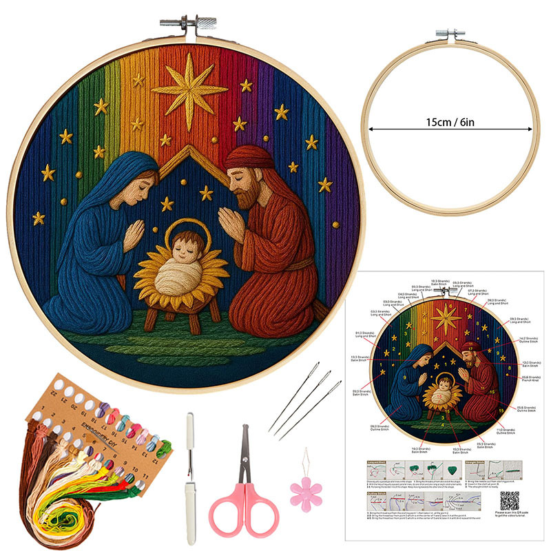 Paquete de materiales bordados DIY hechos a mano paisaje nocturno amazónico inglés transfronterizo