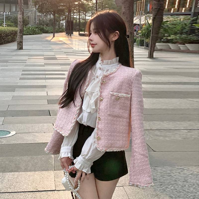 Western Style Chanel Style Coat Women's Thickened Spring and Autumn All-match Retro High-end Sense Socialite Elegant Tweed Top for Women