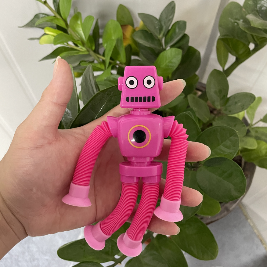 Transfronterizo robot flexible tubo telescópico niño puzzle dibujos animados estirados ventosa interacción padre-hijo creativo juguete descompresión