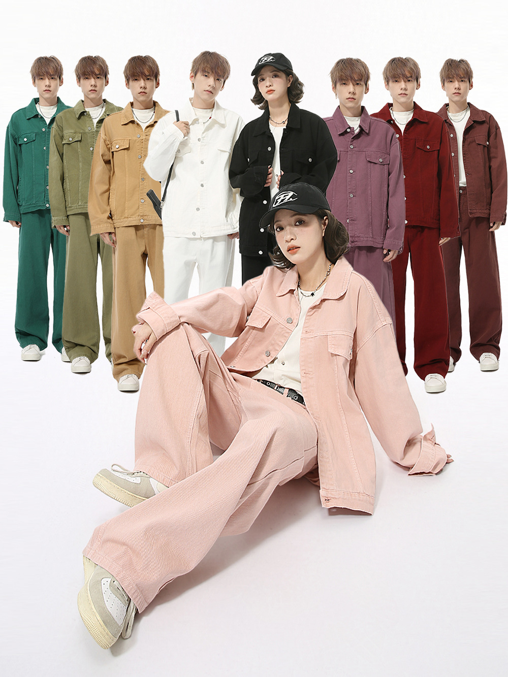 MTLCLOTHES Hombres| Nuevos productos de otoño coreanos de algodón de color base de ropa de moda casual conjunto de vaqueros