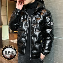 加厚大鹅羽绒服男士2023新款秋冬季亮面嘉兴冬装轻薄鹅绒外套潮牌