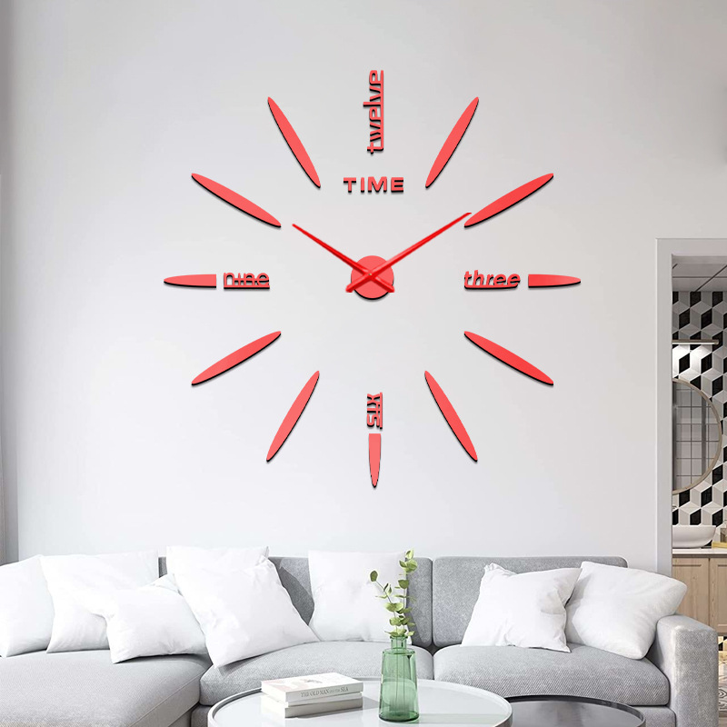 Reloj de pared 3D de lujo ligero, reloj en inglés de alta gama, decoración silenciosa para sala/dormitorio, moda simple