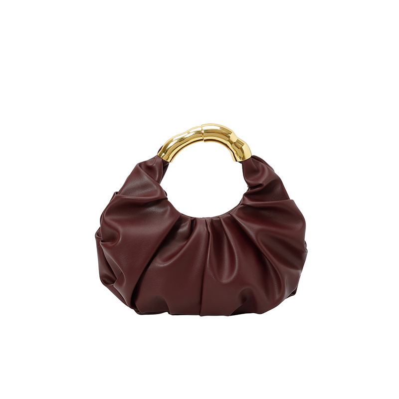 New Arrival Solid Color PU Cloud Bag Trendy Fashion Pleated Niche Design Handbag Elegant Women's Evening Bag - Thumbnail 7