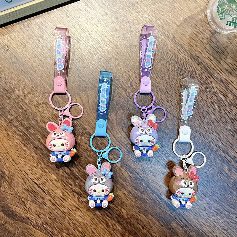 Goma suave variedad conejito llavero lindo muñeca mochila colgante llavero de coche máquina de muñecas pequeño regalo