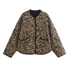 越境外国貿易冬婦人服新型ファッション軽薄動物柄プリントジャケット綿服綿服コート