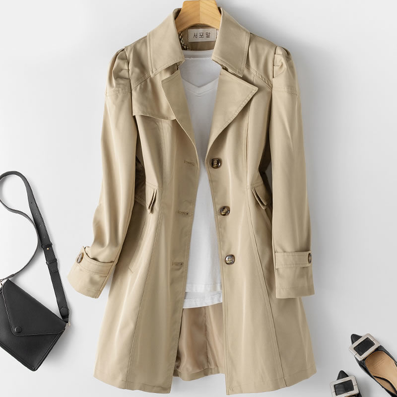 long fitted trench coat