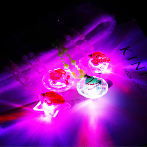 Hot Selling Luminous Necklace Luminous Flash Pendant Princess Necklace Night Market Stall Supply Children's Small Toys Wholesale
