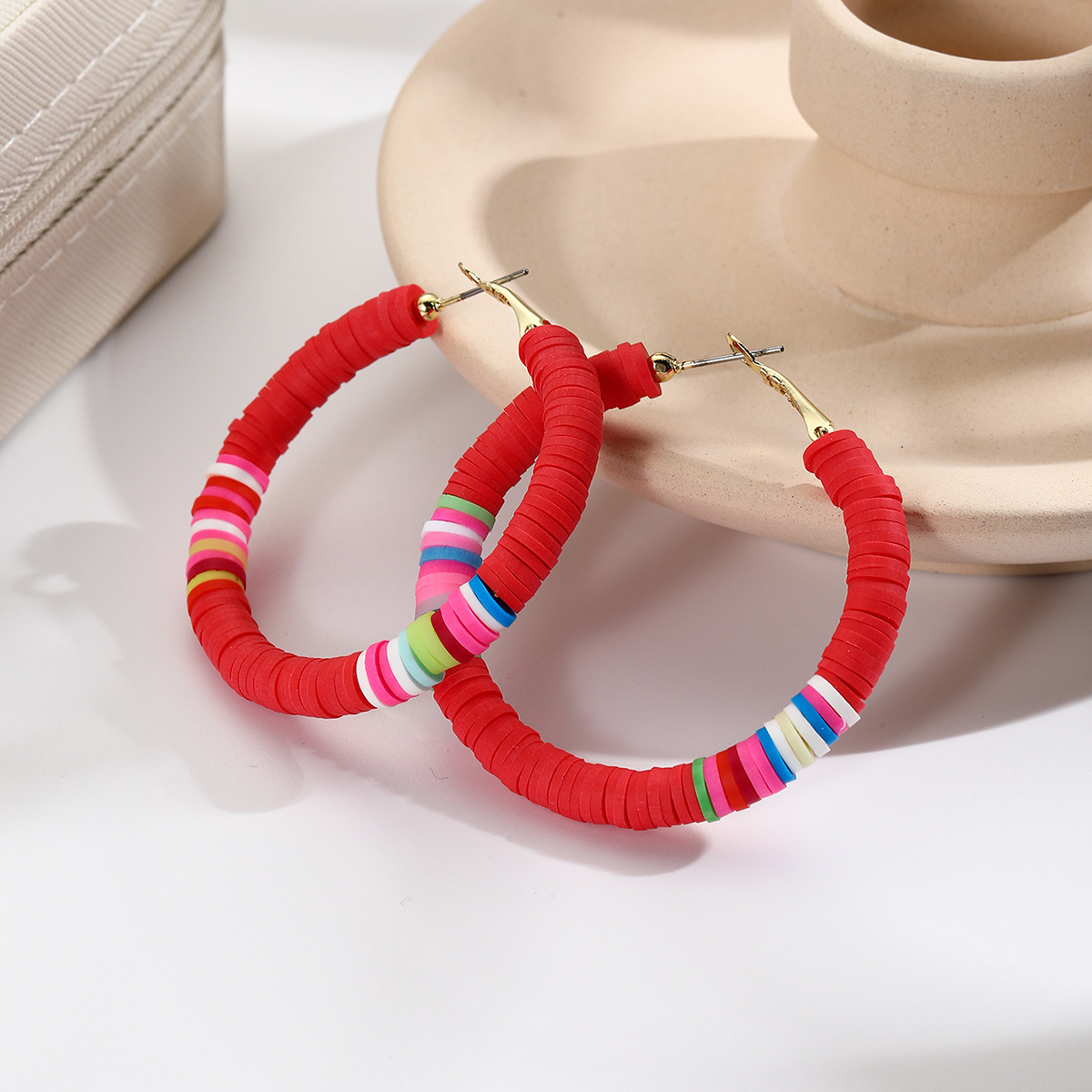 orecchini in argilla morbida colorata Bohemian ins in vendita calda orecchini in argilla morbida a forma di C orecchini da donna_voghion.com