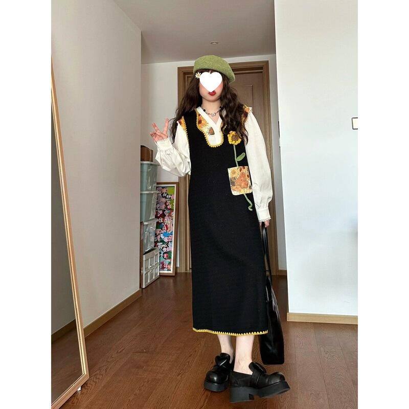 Plus-Size Women's Clothing 2026 Spring Van Gogh Style New Shirt and Sunflower Dress Two-Piece Set Plus-Size Women's Clothing 2026 Spring Van Gogh Style New Shirt and Sunflower Dress Two-Piece Set