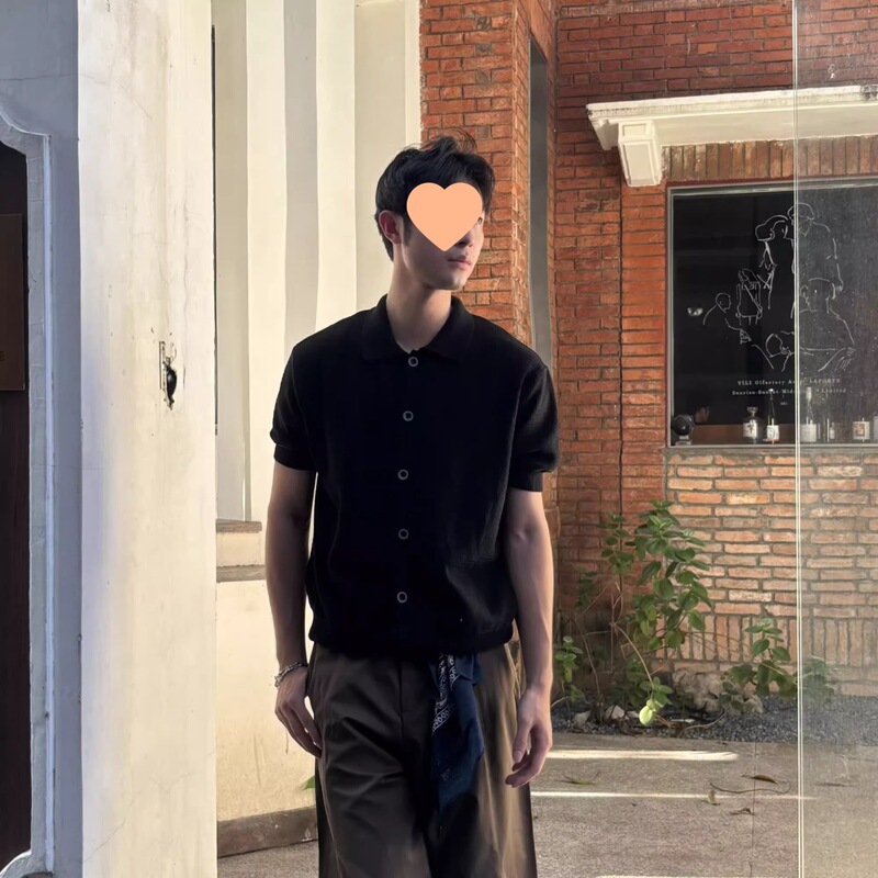 Old Money Style Ice Silk Knitted Cardigan Short-Sleeved Summer Men's Breathable T-Shirt Cut Out Shirt American Retro Lapel Half-Sleeve