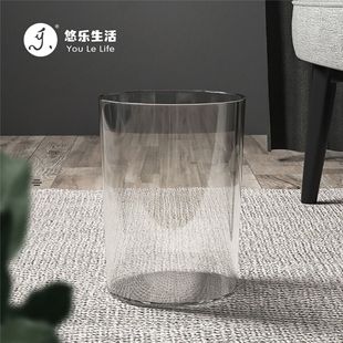 In stock wholesale trash can PET transparent thickened trash can office household paper basket creative large trash can