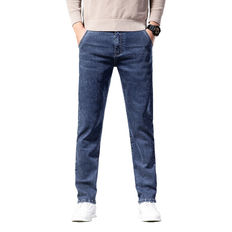Guangzhou Xintang pantalones vaqueros de los hombres de mediana edad clásico cómodo negocio pantalones casuales de los hombres de estiramiento Delgado Pantalones rectos de los hombres