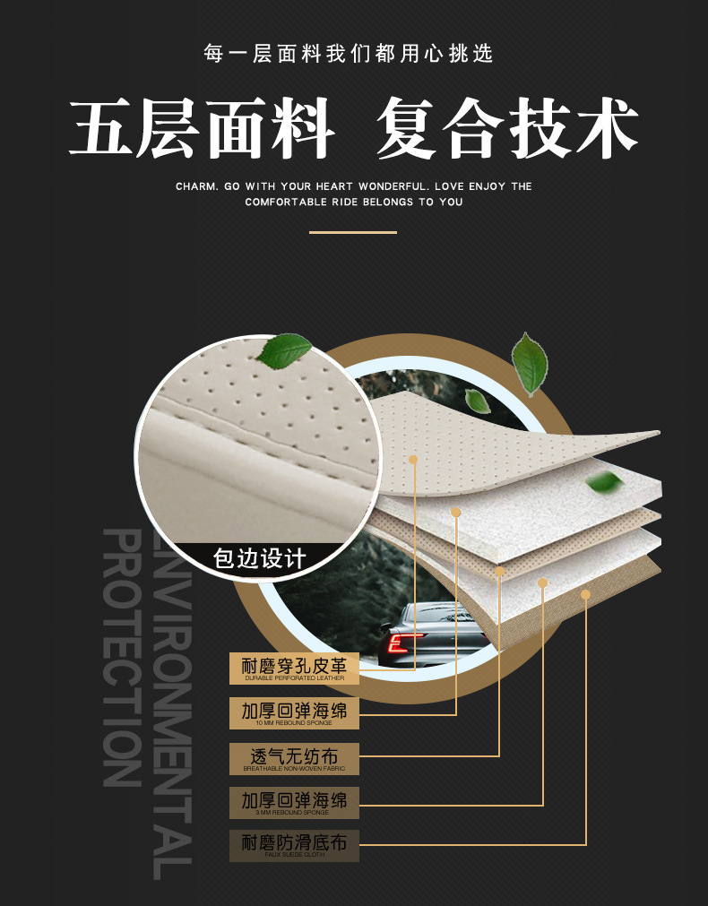 Four-season foreign trade car seat cushion, non-slip backrest, breathable, patchwork leather, single seat cushion, thickened