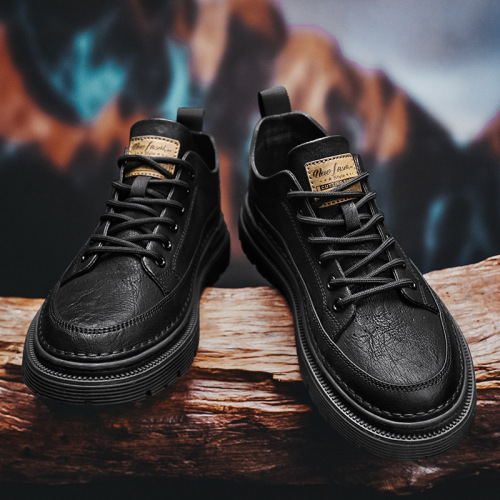 Men's Spring 2025 Low-Top Casual Board Shoes, Men's British Business Leather Shoes, Fashion Men's Work Boots Martens