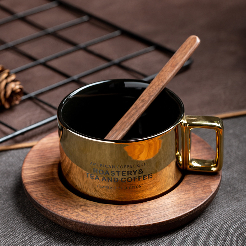 Taza de café americana con taza de nuez, taza de cerámica, taza de cerámica, regalo de mano