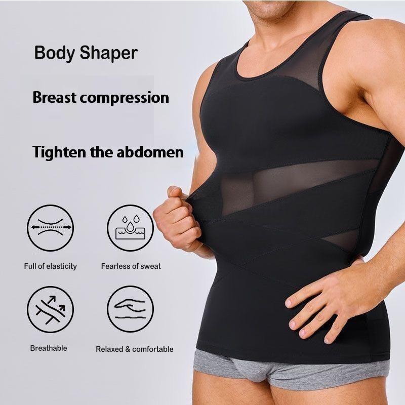 2026 Autumn and Winter Cross-Border Export New Body Shaping Tops Men's Compression Abdominal Control Breathable Back