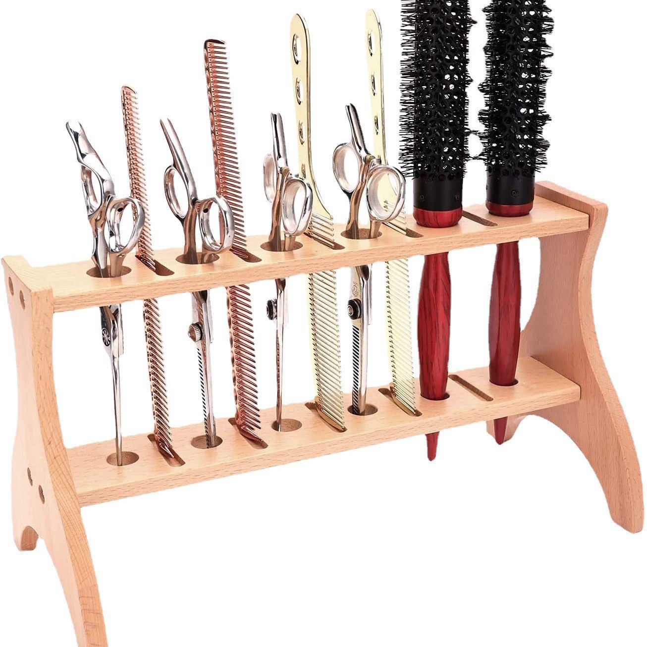 Wooden Scissors Rack Barber Shop Comb Styling Supplies Bathroom Hair Dryer Solid Wood Storage Rack Wholesale