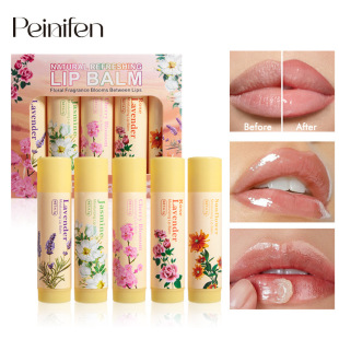 Cross-Border Exclusive Flower Language Series Rose Chrysanthemum Fragrance Moisturizing 5-Pack Lip Balm Set Lip Mask Lip Care