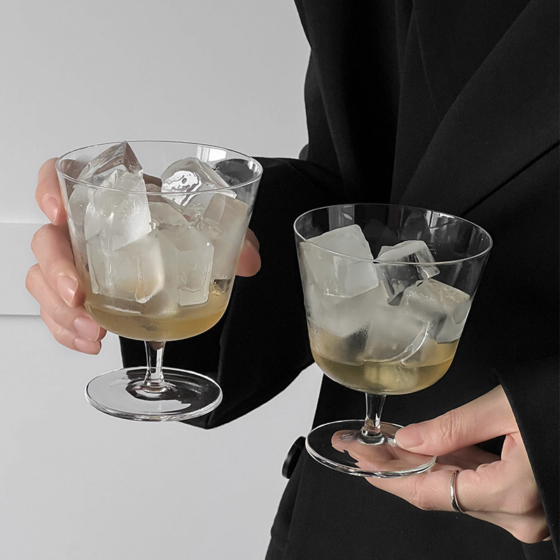 Inswind Ice American latte taza de café ultra delgada taza de cóctel de pie baja taza de vidrio transparente taza de bebida fría taza especial