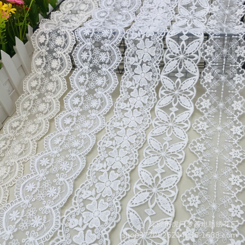 厂家直销网纱刺绣现货 女装童装服装衣领箱包装饰条码DIY辅料配件