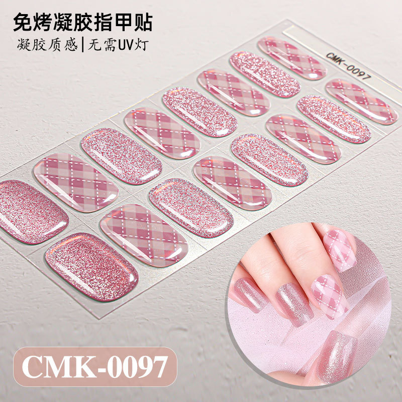 Zhengxiang 追跡ライト小型電球キャットアイノーベーク NO UV ネイルステッカークロスボーダーフラワーチェック柄水玉ジェルネイルステッカー|undefined