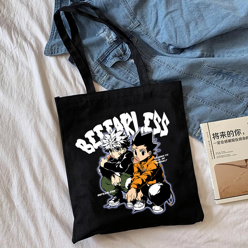 Transfronterizo Hunter X Hunter dibujos animados impreso lienzo bolsa de hombro Harajuku estudiante bolso bolsa de compras