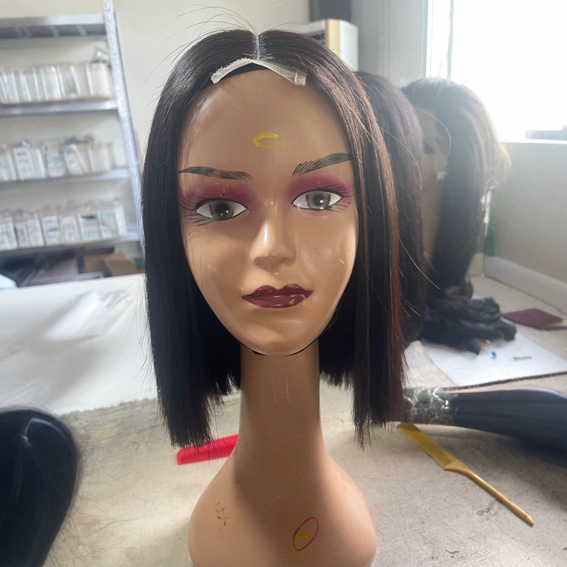 Wig Female Short Hair Full Headgear 2X6 Kim Closure Bob Wigs Real Hair Medium Short Hair Collarbone齐