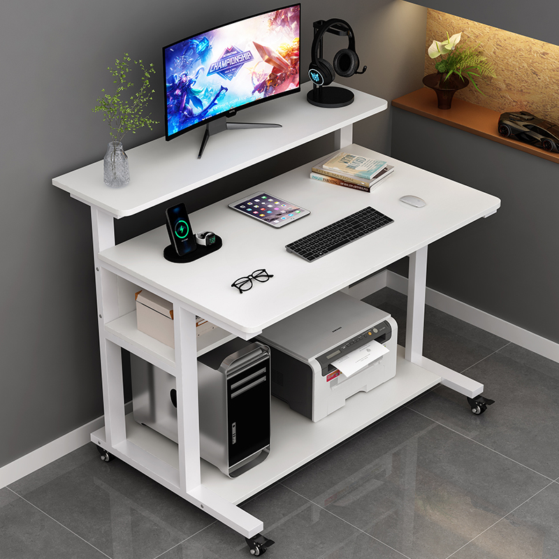 Solid Wood Computer Desk Desktop Small Home Bedroom Study Writing Desk Living Room Removable Printer Table