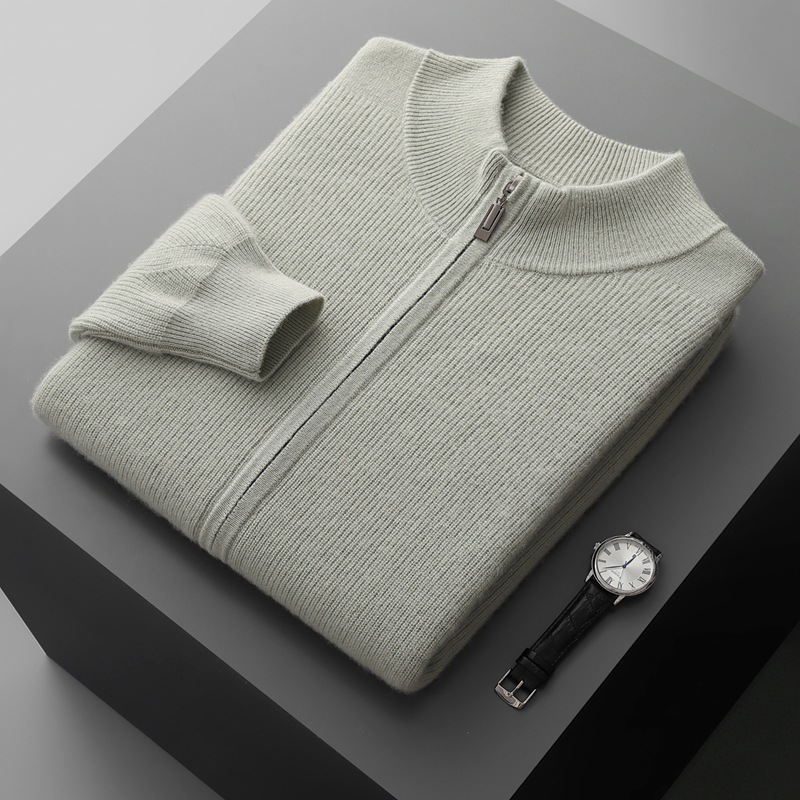 Men's woolen demi-season cardigan for leisure