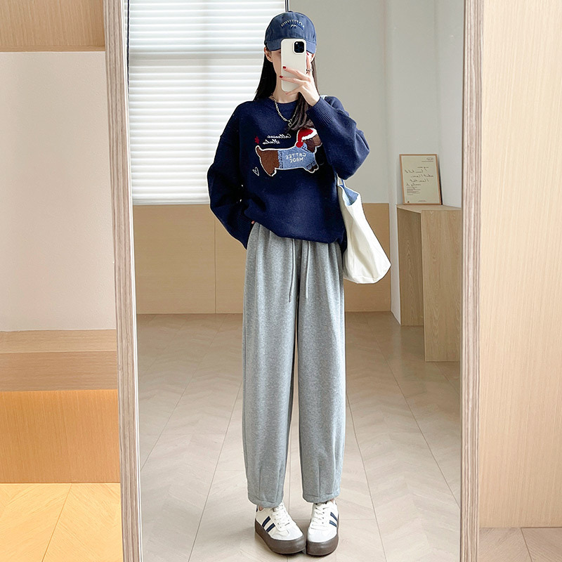 【半价福利】华棉运动休闲卫裤女秋冬松紧腰宽松收脚直筒裤子女款|undefined