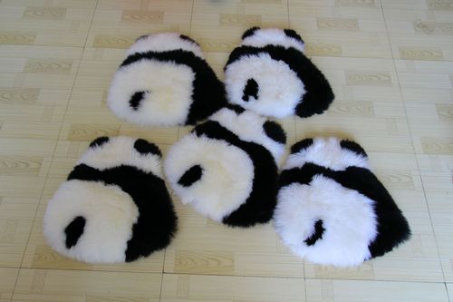 Cute panda bay window cushion fur integrated sofa pillow wool cushion ins style girls home decoration