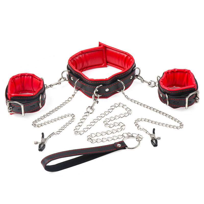 Collar de esponja PU negro y rojo SM cuello juguetes de emoción Clipper cadena de emoción atado
