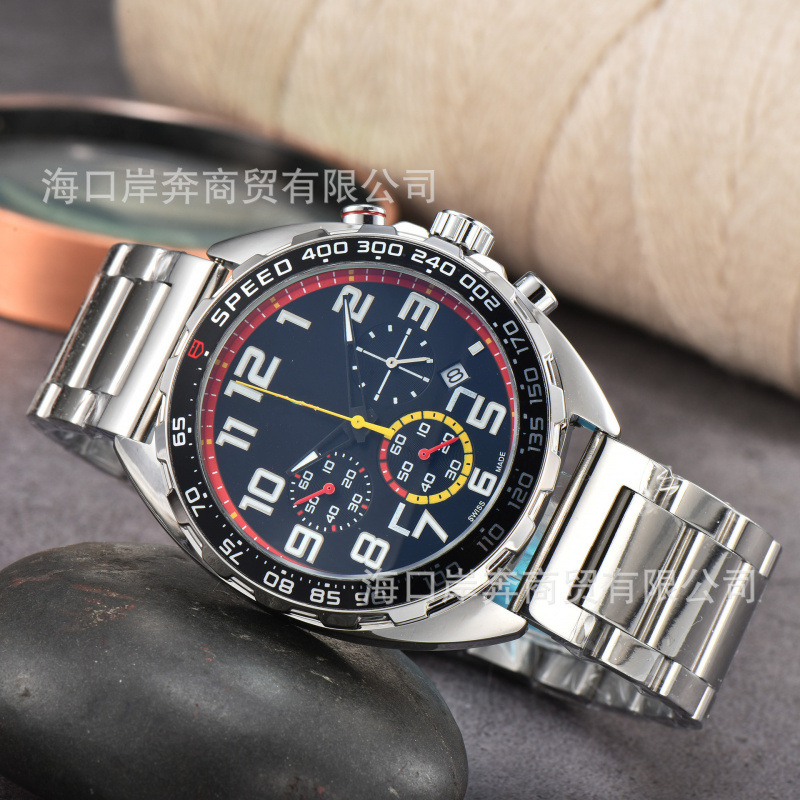 2023 Foreign Trade Best-Selling New Six-Pin Small Three Chronograph Steel Strap Men's Quartz Watch Dropshipping