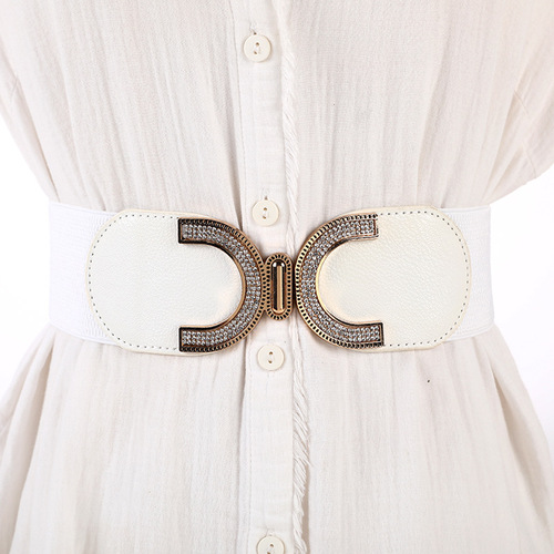 Wholesale Manufacturer Women's Stretch Elastic Wide Belt New Versatile Fashion Down Jacket Black Waist Seal Belt