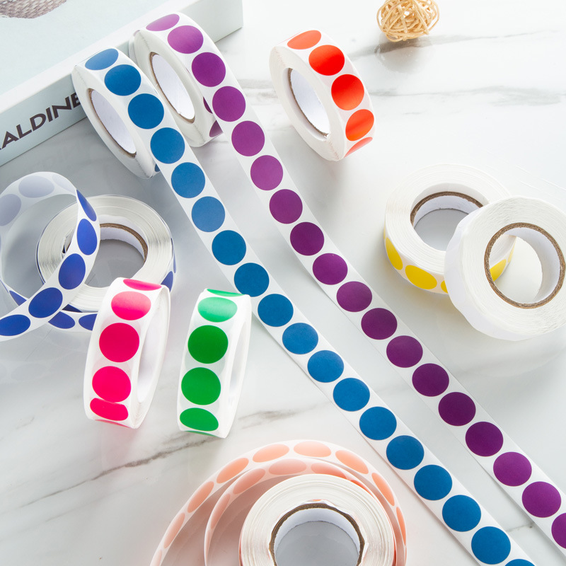 라벨 스티커 컬러 도트 원형 라벨지 자체 접착 스티커 디지털 스티커 소형 도트 라벨지