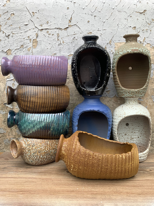 Handmade Pottery Circulating Water Filter Landscape Jar Creative Bonsai Pot Classical Ceramic Inverted Bottle Hydroponic Flower Pot