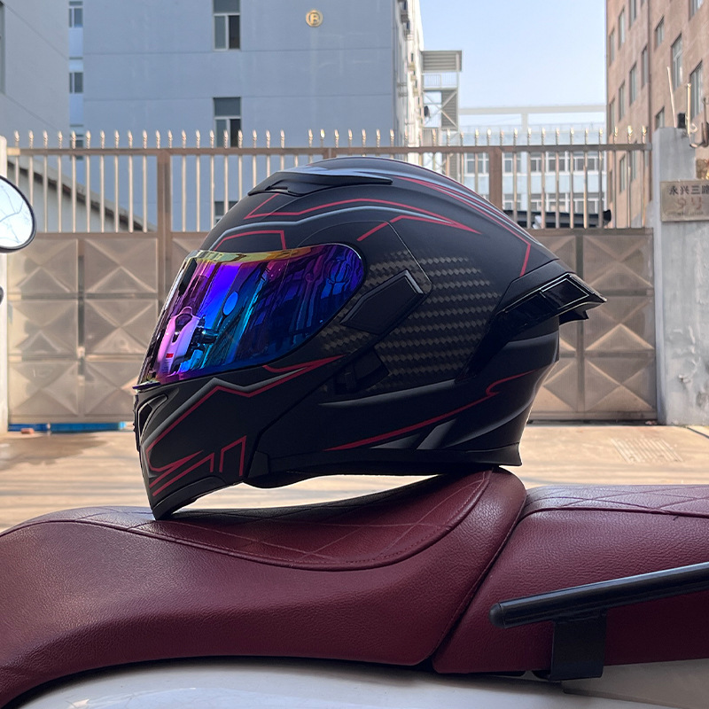 Cuatro estaciones coche eléctrico casco de seguridad cola grande superficie expuesta Jiekai 3C certificado casco de la motocicleta casco completo de la motocicleta de los hombres personalidad