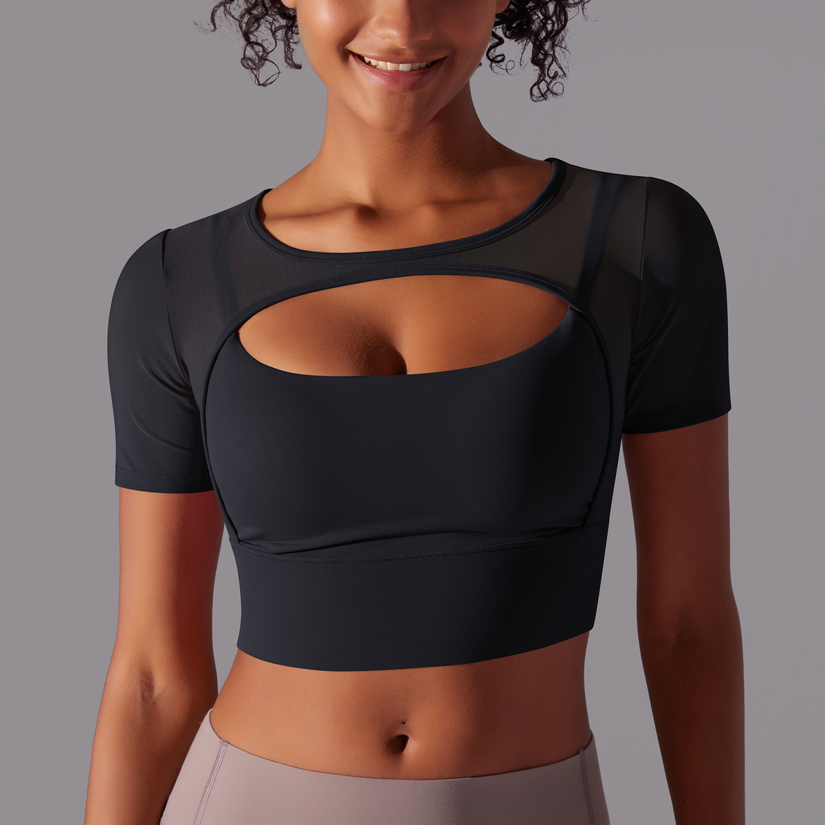 182g Weight Short Sleeve Sleeve Length Pullovers Placket Type Nylon, Spandex Fabric Type Short Top Length T-shirt Tops Type Yoga, Sports Occasion Round Neck Neckline Solid Color Pattern Women Gender Hollow Out Craft Fitness Sport Style Solid Color Nylon Spandex Round Neck Hollow Out Active Tops T-shirt 33