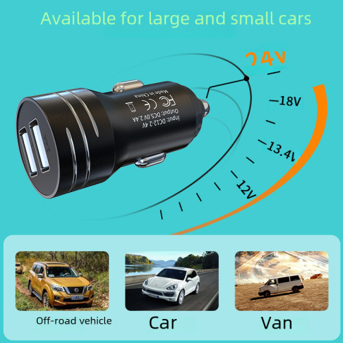 New Metal 12-2V Universal Car Charger Head Car Phone Charger Dual USB 1-Tow-2 Cigarette Lighter