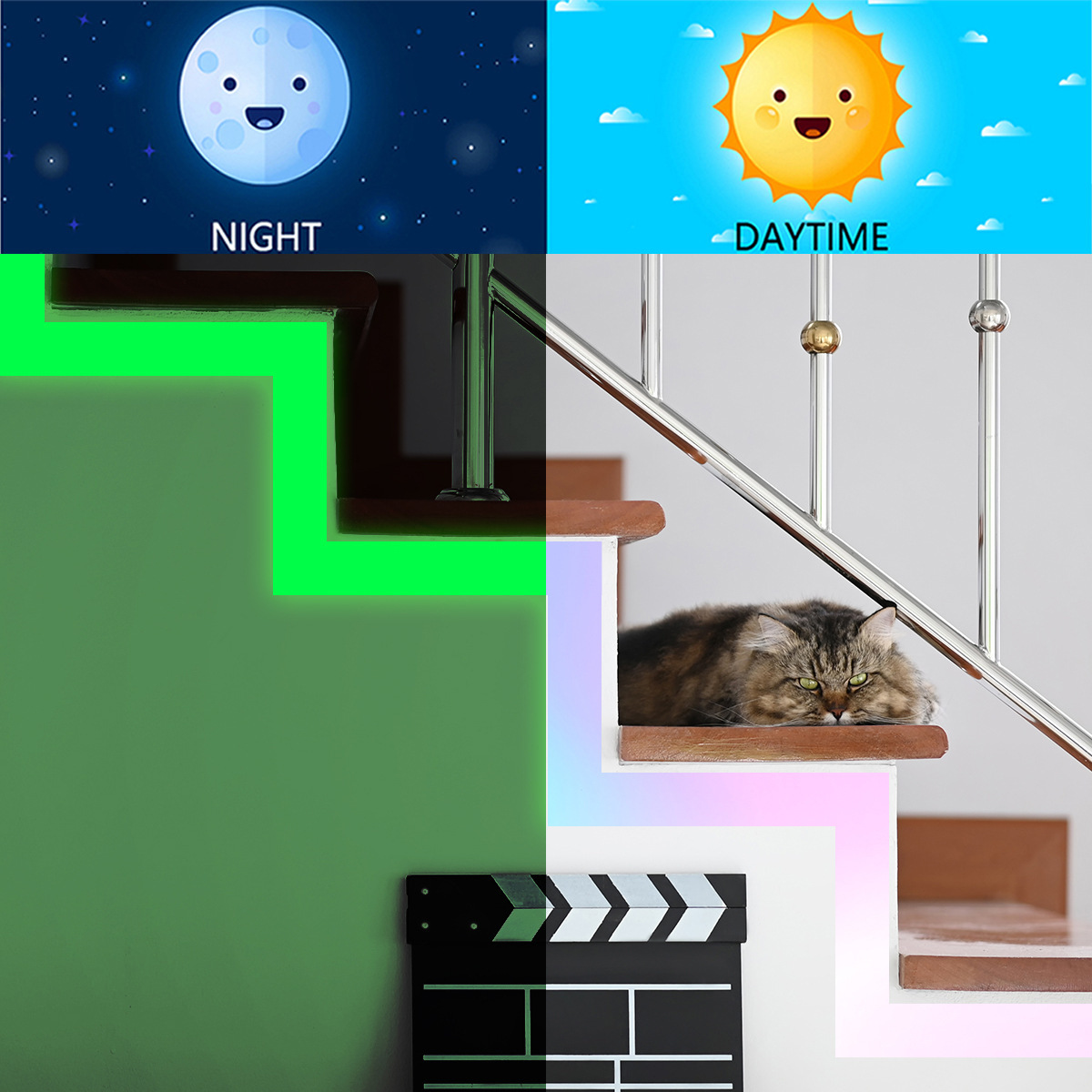 JDX12000创意炫彩墙贴纸夜光贴腰线贴楼梯踢脚线家居装饰pvc墙贴