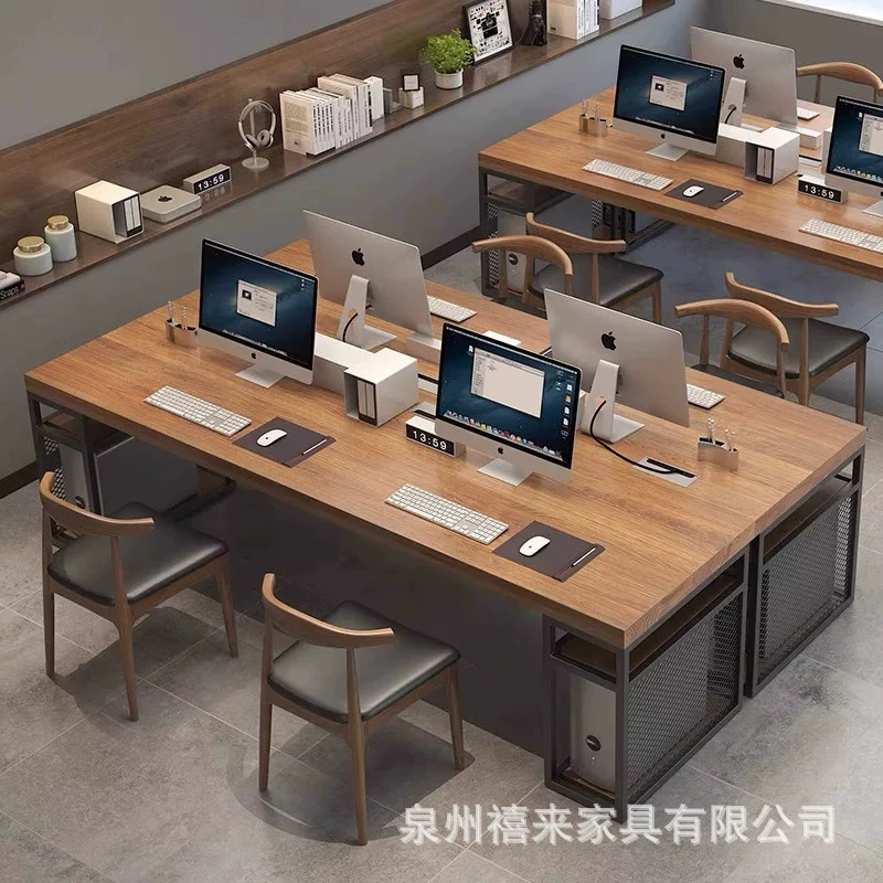 LOFT, стол из цельного дерева в индустриальном стиле, стол для персонала, простой офисный двойной финансовый стол, офисный компьютерный стол для персонала