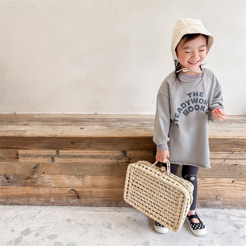 2024 new children's clothing spring clothing children's spring Korean style mid-length sweatshirt boys and girls bottoming shirt 12