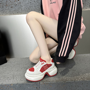 Zhao Rusi's Same Style Ripple Torre Shoes 2025 Spring New Cruciferous Thick Bottom Height Increase Casual sneaker Women